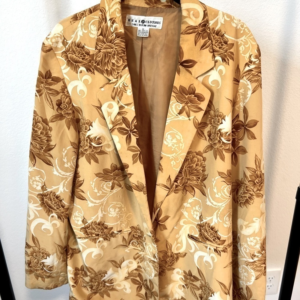𝅺vintage Saks Fifth Avenue Women’s Silk‎ Blazer Size Medium